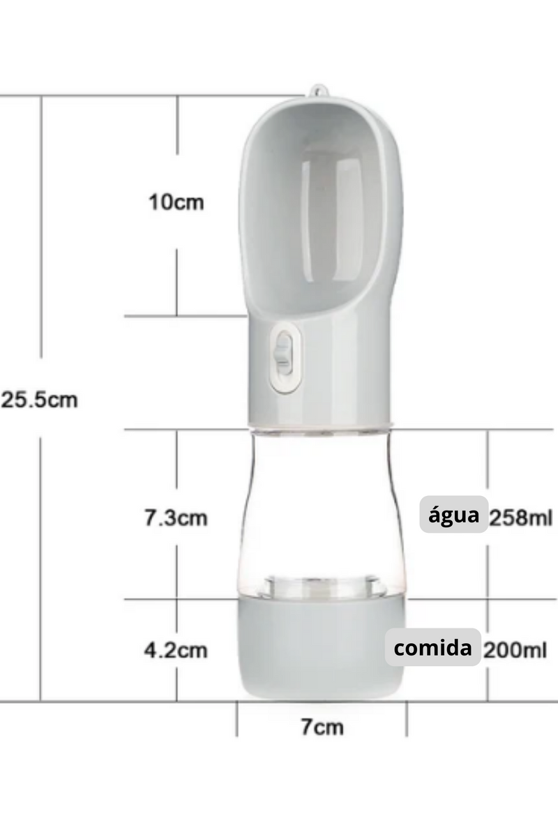 Garrafa de água portátil com recipiente de comida para cães e animais de estimação